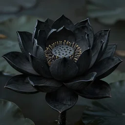 a beautiful and hyperdetailed matte painting of a black lotus flower, centered in fram, in the style of magic the gathering!!!!, ultrawide lens, 8 k, volumetric lighting, cinematic, find detail, cell shaded, intricate detail, octane render, art by chris rahn and andreas rocha and alayna danner and adam paquette