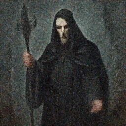 a dark priest in the style of Anton Semenov, horror, macabre art, realistic painting, high definition, digital art,  very detailed