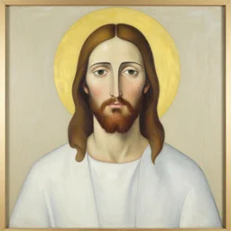 portrait of jesus christ painted in the style of agnes martin