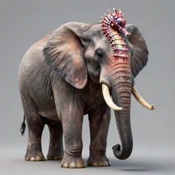 a stunning ultra detailed fine art illustration of an elephant with the body of a seahorse, by hannah yata charlie immer, large eyes, dragon scales, studio lighting, portrait, 3 5 mm lens, artstation, 8 k, perfect face and eyes
