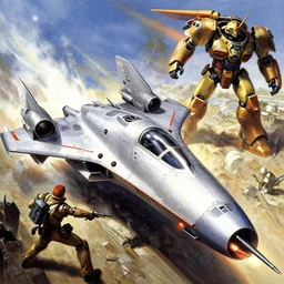 concept art exterior illustration of a starship space fighter in battle, cinematic, dynamic composition, jean giraud, sparth, craig mullins, gundam, omni magazine, mecha, battletech, mechwarrior