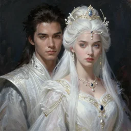a beautiful painting of jeremy mann, actor kathryn bernardo as a beautiful white haired princess, adorned with ivory jewelry, elegant, ethereal, ominous, dramatic lighting, 8 k