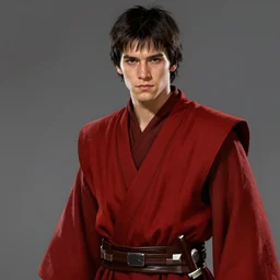 portrait of a man by greg rutkowski, jedi prince mixture between british, russian and japanese, attractive, tall and slender, short black hair, he is about 2 0 years old, attractive, wearing red jedi robes, star wars expanded universe, highly detailed portrait, digital painting, artstation, concept art, smooth, sharp foccus ilustration, artstation hq