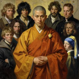 full character of a strong monk with a gold hair clasp, character design, painting by gaston bussiere, katsuya terada, nc wyeth, greg rutkowski, craig mullins, vermeer, frank frazetta, mucha, tom of finland, trending on artstation, jeffery catherine jones