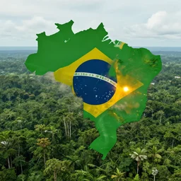 brazilian amazon rainforest after tactical nuclear bombing carried out by brazilian anti - un forces to prevent the advancement of international intervention.