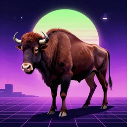 bison, epic retrowave art, trending on art station