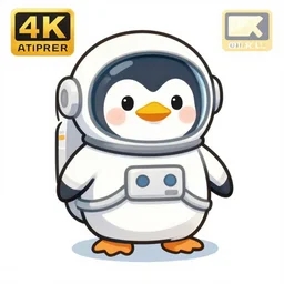 cute drawing of a penguin on an astronaut suit, drawing, digital art, trending on artstation, 4 k