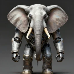 low angle shot of a cyberpunk elephant robot character, intricate, elegant, highly detailed, centered, digital painting, artstation, concept art, smooth, sharp focus, illustration, artgerm, tomasz alen kopera, peter mohrbacher, donato giancola, joseph christian leyendecker, wlop, boris vallejo