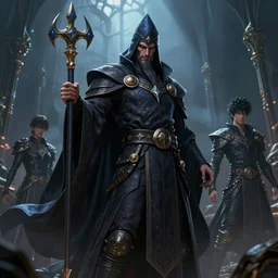 complex 3 d render hyper realistic illustration of a powerful necromancer, d & d, medieval fantasy, epic scene, cinematic, art by takeshi obata + billelis
