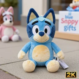 blue'snappy gifts'plush doll, on sidewalk, gifts, happy atmosphere, high detail, soft lighting, 8 k