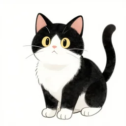 a black and white rowdy cat in the style of akira. watercolors