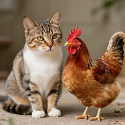 chimera of a cat and a chicken