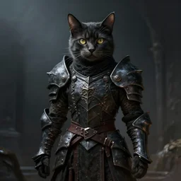 a cat dressed in dark souls armor, style of dark souls, dramatic lighting, digital painting