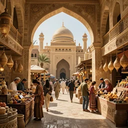 a busy market interior in a fantasy Cairo city, by Jean lean Gerome, orientalism, trending on artstation