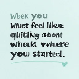 When you feel like quitting, think about where you started