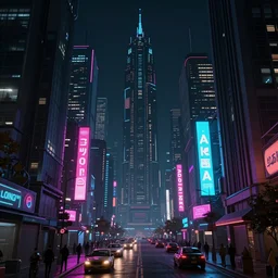 a magnificent dark neon futuristic cyberpunk city bustling street at night concept art by liam wong in the film akira rendered in octane, 3 d render, trending on cgsociety, blender 3 d