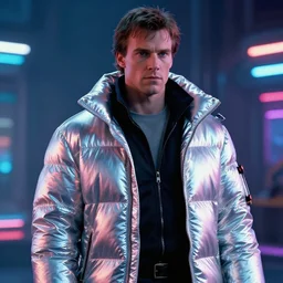 detailed film still of marty mcfly in the movie blade runner, cyberpunk futuristic, neon, reflective puffy coat, decorated with traditional japanese by smail inceoglu dragan bibin hans thoma greg rutkowski alexandros pyromallis nekro, illustrated, fine details, realistic shaded, fine - face,
