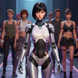 highly detailed portrait of cybertronic motoko kusanagi fembot in gta runway modelling. stephen bliss, 8 k, daz _ 3 _ d, fantasy art by greg rutkowski, loish, rhads, ferdinand knab, makoto shinkai and lois van baarle, ilya kuvshinov, rossdraws, tom bagshaw, radiant raytracing luminance. deep shadows
