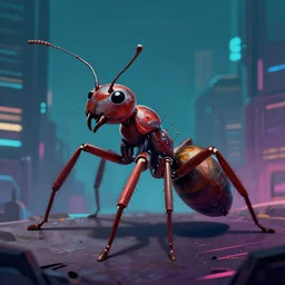 a cyberpunk style ant, ilustration, digital art, well detailed, trending on artstation