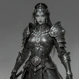 beautiful extremely detailed intricate concept art depicting a warrior by wlop. shining jewelry. grey atmosphere. bcy. net