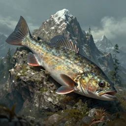 a recently discovered fish that is the size of a mountain, highly detailed digital art