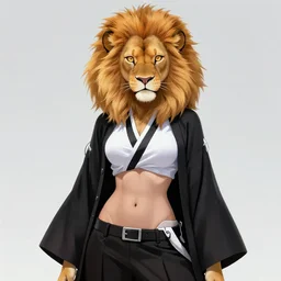 beautiful portrait of a female anthropomorphic lioness fursona dressed as a bleach shinigami captain. gotei 1 3. character design by disney, charlie bowater, ross tran, artgerm, and makoto shinkai, detailed, soft lighting, rendered in octane