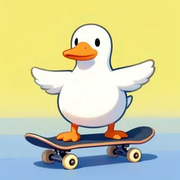 goose skateboarding, colorful, digital art