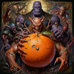 the platonic ideal of a clockwork orange of cletus kasady ultimate carnage thanos dementor doctor manhattan chtulu nazgul, detailed, intricate, hyperrealism, intense, scary, decay, dmt, art by brock hofer and artgerm and greg rutkowski and alphonse mucha