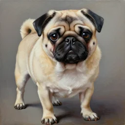oil painting, a chad pug, intricate, masterpiece, artstation, stunning