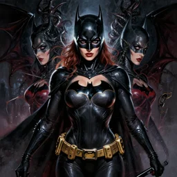symmetry!! gantz portrait of megan fox as batgirl, unholy, intricate, highly detailed, dynamic lighting, digital art, digital painting, artstation, terence nielsen, sharp focus, illustration, art by artgerm and greg rutkowski and moebius, 8 k