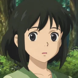 detailed cute girl in a forest, style from asano inio, detailed face