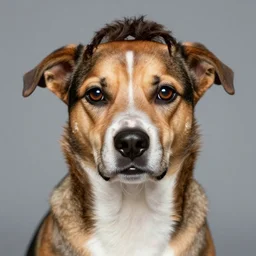 photo of a dog with the facial features of mark zuckerberg