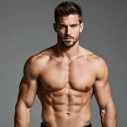 a professional photo shoot, of a shirtless, muscular, sexy, handsome jstark