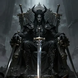 Lord from hell on the throne, black eyes, swords, league of legends wallpapers, piotr jablonski, greg rutkowski, dark fantasy, 4k