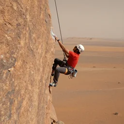 a free climber falliong from a rock on mars