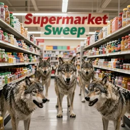 Supermarket Sweep but the producers have finally decided to release their pack of ravenous angry feral wolves into the store too.