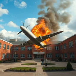 a plane crashing in a school courtyard