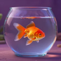Disney Pixar goldfish swimming in a bowl of water