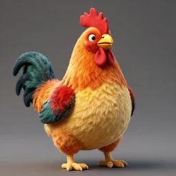 an anthropomorphic furry rooster, stuffed animal, fat belly, vivid colors, 8 k, hd