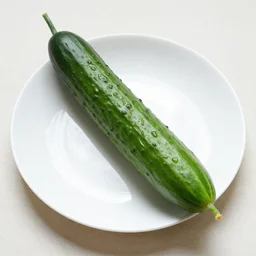 an unusually long cucumber on a plate