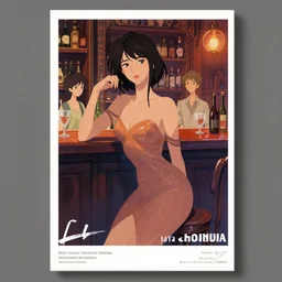 poster artwork by michael whelan and tomer hanuka, a sensual delhi girl in a bar, clean, behance hd by lois van baarle, artgerm, helen huang, by makoto shinkai and ilya kuvshinov, rossdraws, illustration