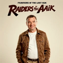 raiders of the lost ark, featuring mr. bean, movie poster in the style of richard amsel & drew struzan