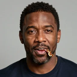 don cheadle's face on a cheeto
