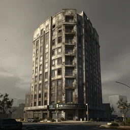 fallout concept art neodeco singular building render grim realistic lighting unreal engine 5