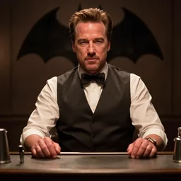 Arnold Shvarzenegger as Barman, DC Comics, The Batman (2022), Canon EOS R3, f/1.4, ISO 200, 1/160s, 8K, RAW, unedited, symmetrical balance, in-frame