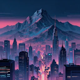 “ mountain range, cyberpunk art by vincent lefevre, behance contest winner, altermodern, cityscape, synthwave, matte painting ”