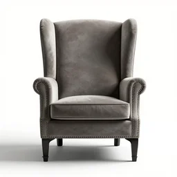 luxurious wingback chair, clean 3d render, octane render, isolated on a pure white background, centered, entire object in frame, sharp focus, soft studio lighting