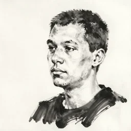 portrait of dazed 3 / 4 model black ink on paper