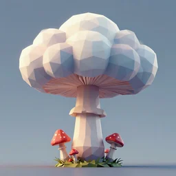 low poly mushroom cloud