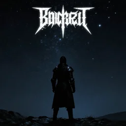 knight looking at the stars, doom metal album cover art